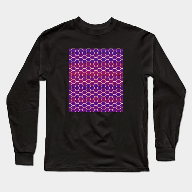 Ornamental Pattern Purple Gold Hexagons Long Sleeve T-Shirt by MONMON-75